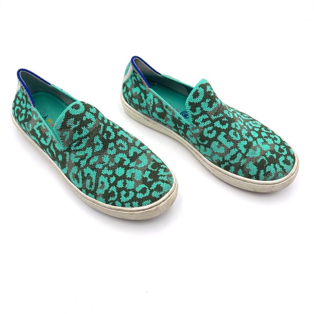 Rothy's Kid's Knit Sneaker Aqua Camo Spot SIZE 4